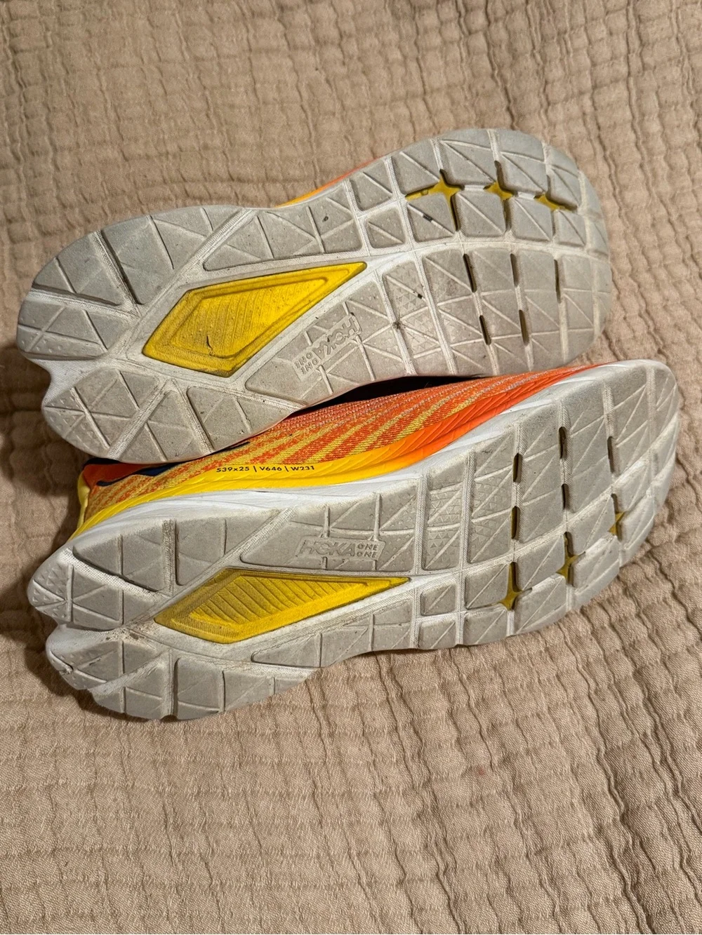 Hoka Men's Orange, Yellow & Navy Lightweight Running Shoes